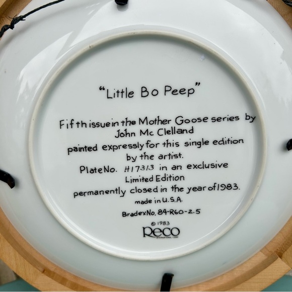 Vintage Wall Decor Plate Little Bo Peep 1983 Reco - Picture 4 of 7
